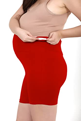 Image of Women's Cotton Maternity Shorts Over The Belly for Pregnant Women for Pre & Post Pregnancy