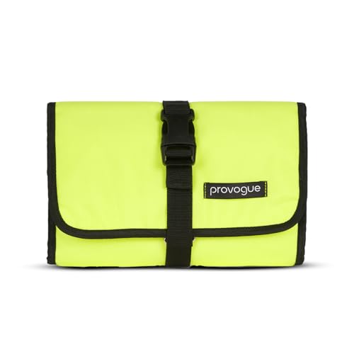 Image of Provogue Trifold Toiletry Kit for Men and Women, Polyester Cosmetic kit, Travel Organiser Pouch with Foldable Design and Buckle Closure, Travel Accessory for Men and Women, Glow Lime
