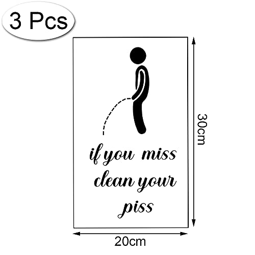 3 Pcs Funny Toilet Stickers, If You Miss Clean Your Piss Funny Decals, Wall Art Sign Decor, Removable Toilet Seat Quote Murals For Toilet Wc Restroom Door Seat Bathroom Decoration #TOP1