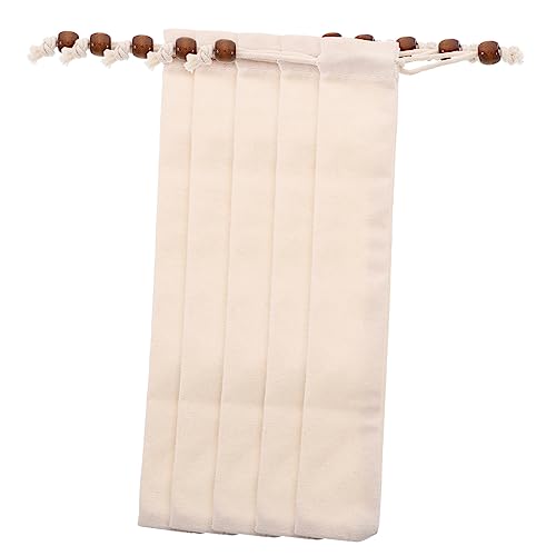 DEARMAMY 5pezzi Sacchetti Porta Posate in Cotone Con Coulisse Custodie Riutilizzabili Per Forchetta Cucchiaio Bacchette Sacchetti Tavola Per Scuola Picnic Campeggio Lavabili e Resistenti