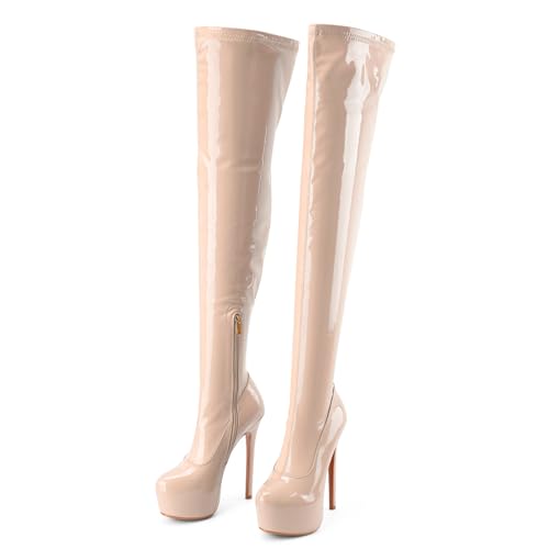 Perisis Women's Platform Thigh High Stiletto Boots Sexy Over The Knee Boots