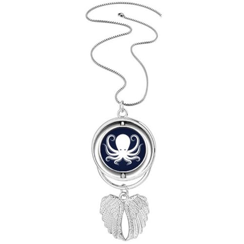 Collier pieuvre ailes d'ange noir et blanc aux finitions artistiques