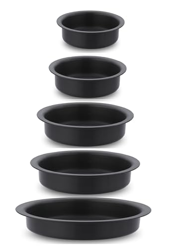 Image of Onions Hard Anodised Lagadi Pan /Tope Set of 5 | Sizes No. 1, 2, 3, 4 & 5 | Deep Round Aluminium Cooking Pan | Gas Stove Compatible | Extra Thick & Durable (Black)