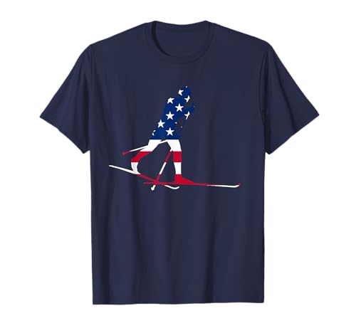 American USA Flag Nordic Ski T-Shirt