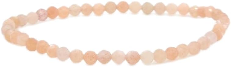 natural peach moonstone gemstone 4mm|round shape faceted cut stone |peach color stone |energy stretch bracelet | healing wristband | handmade jewelry | WW_WOSB_00933
