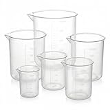 QWORK® 6 Pcs Bécher Gradué en Plastique Transparent 50ml 100ml 150ml 200ml 250ml 500ml pour Cuisine et Laboratoire