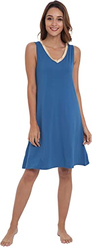 Image of GYS Cooling Bamboo Viscose Nightgowns for Women, Lightweight Sleeveless V Neck Sleep Shirt for Hot Sleepers, Soft Night dress