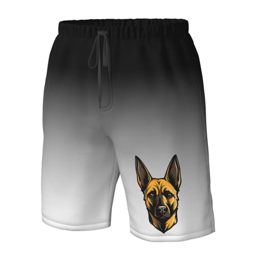 Mens Swim Trunks maligator Belgian Malinois Board Shorts,Breathable Fit Hawaii Beach Shorts Swimwear Bathing Suits,4