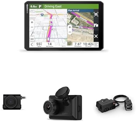 Garmin dēzl LGV820 Truck GPS + BC 50 Wireless Backup Camera w/ Number Plate Mount & X310 Dash Cam Bundle for Truck Drive