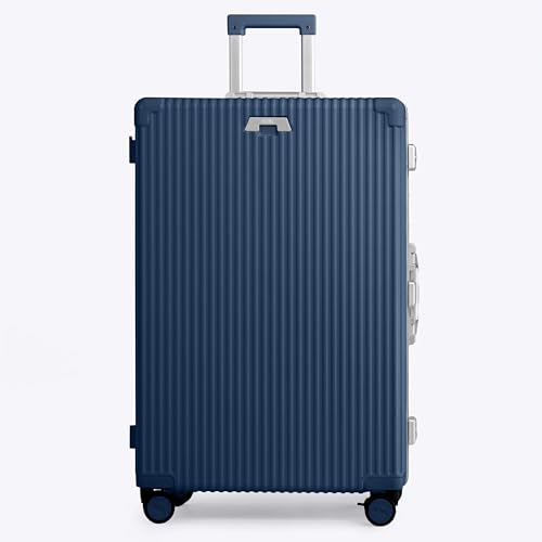 Image of Nobl Travel Zipperless Check In Suitcase - Aluminum Frame, Check In luggage 30.2x20x12 Airline Approved by Noble Travel - Polycarbonate Shell - Dual TSA Locks, 360 Spinner Wheels - Midnight Blue
