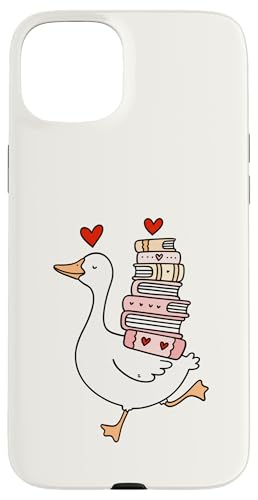 Silly Goose Loves Books Funny Duck Reading ���w �X�}�z�P�[�X iPhone 15 Plus �p