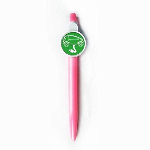 Stylo à bille rétractable bleu imprimé véhicule écologique et ligne électrique