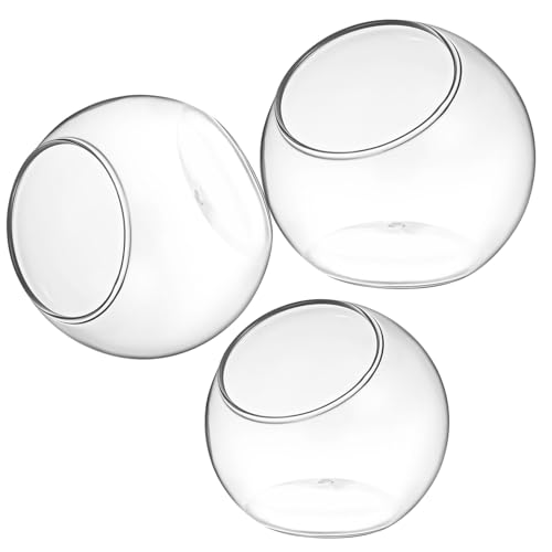 iplusmile 3 pièces Vase Verre Transparent pour et Plantes Aériennes Bol Hydroponique pour Décoration de Bureau et Jardin Conteneur Miniature pour Jardins