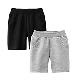 GFQLONG Toddler Girls Boys 2 Pack Cotton Sport Jogger Shorts,Baby Kids Summer Solid Active Short Pan