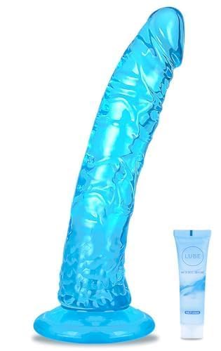 7 Beginner Dildo Realistic Anal Silicone Dildo Soft Cock with Curved Shaft for Vaginal G spot Stimulation Body-Safe Material Penis with Strong Suction Cup for Hands-Free Women Men Couples Sex Toys