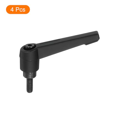 Image of uxcell 4Pcs M5 x 12mm Adjustable Knobs Handle Male Thread Push Button Ratchet Quick Release Locking Rotating Bolt for Lathe Machinery, Black