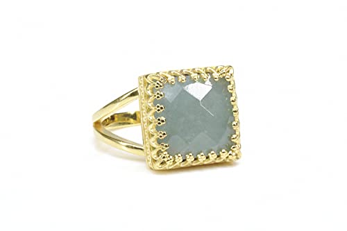 Bague aigue-marine or 14k gold filled anello gioieilli per moda - 3