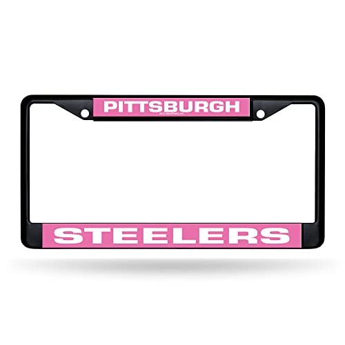 Rico Industries NFL Pittsburgh Steelers Black Black Chrome Frame 12" x 6" Car/Truck Auto Accessory