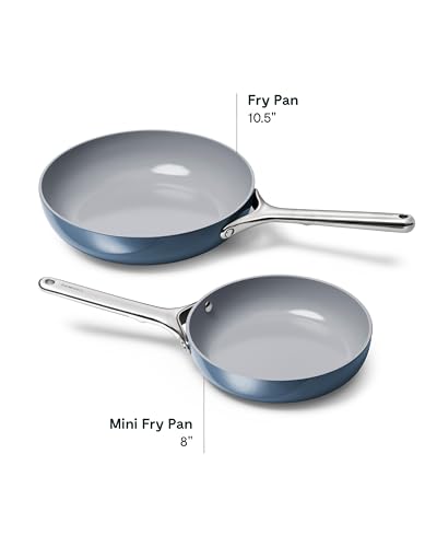 Caraway Fry Pan Duo - Nonstick Ceramic Frying Pan (8" & 10.5”) - Non Toxic, PTFE & PFOA Free - Oven Safe & Compatible with All Stovetops (Gas, Electric & Induction) - Navy