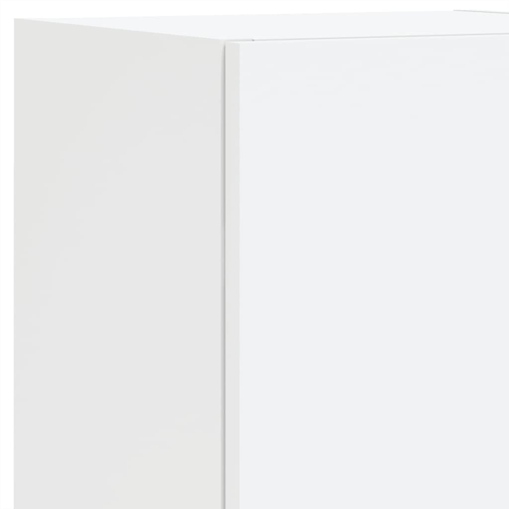 vidaXL Meuble TV avec Lumières LED, Armoire de Télévision Murale avec Rangement, Meuble Télé Suspendu Salon Salle de Séjour, Moderne, Blanc