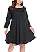 LARACE Women’s 3/4 Sleeve Casual Swing T-shirt Dresses(2X, Black)
