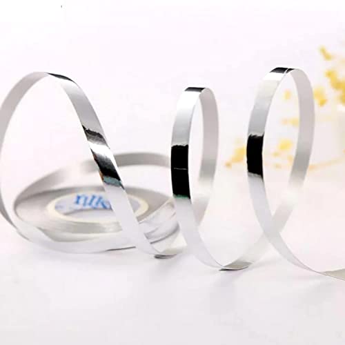 Image of AMFIN Silver Ribbon Roll - Pack of 12, Curling Balloon Ribbon for Decoration
