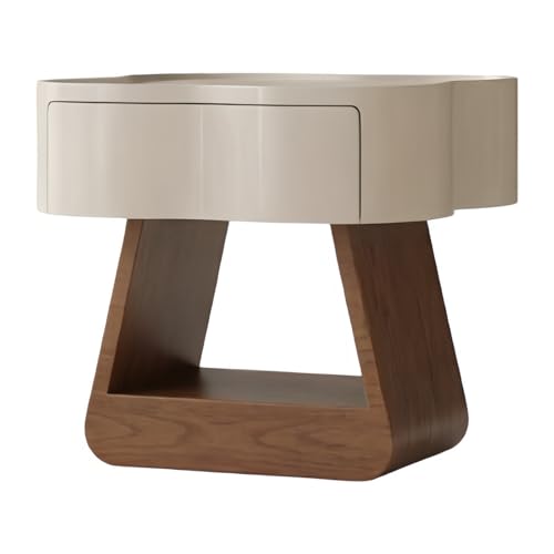 SDA287MZ Dormitorio Mesita de Noche con cajón en Forma trébol y Bordes Superiores elevados for Almacenamiento el Dormitorio Lateral
