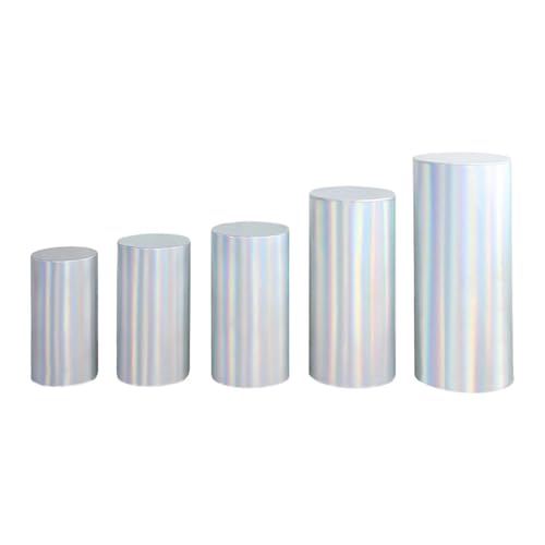 Couvercles de socle de cylindre argent brillant, ensemble extensible de 5 pièces