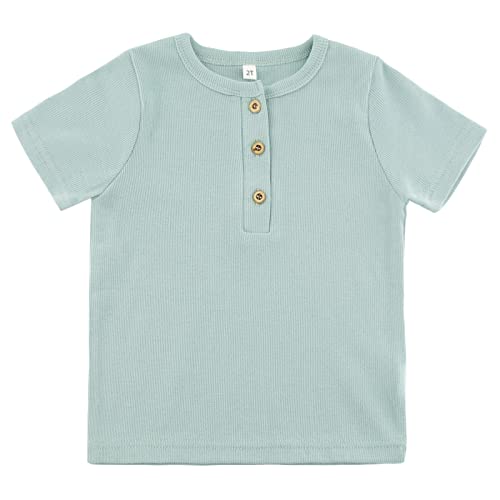 Boys Henley T-Shirts Solid Short Sleeve Casual Tops Tees for Toddler Kids