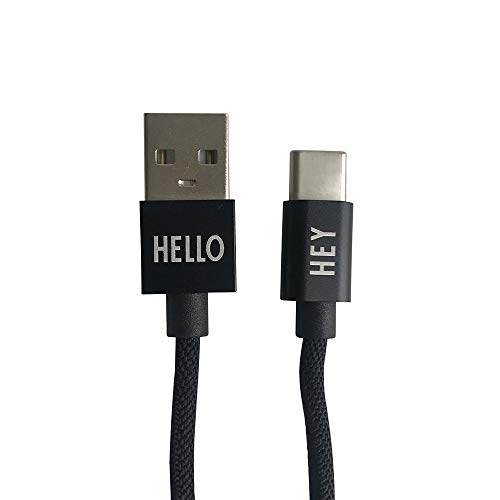 Design Letters MyCable Micro USB-C, kompatibel für Android, 1 M. (Schwarz) - CE-Zertifiziert, RoHS- und Reach-Zertifiziert, in Anderen Farben erhältlich