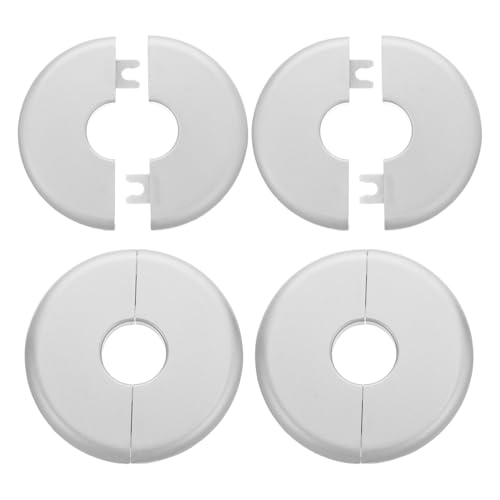 DOITOOL 4 Pièces Cache-tuyau Mural Rond en Ppr Argenté, Cadre Décoratif Solide pour Trous Électriques, Installation Facile Cuisine et Maison