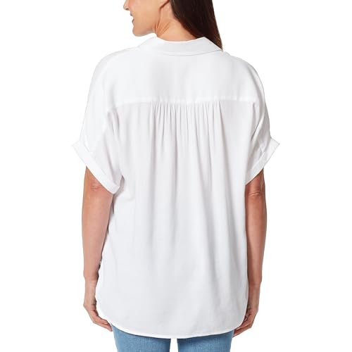 Image of Gloria Vanderbilt Women's Daisy Short Sleeve High-Low Button Down Shirt Standard