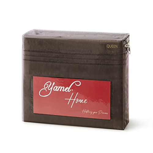 Yamel Home - Full Size Bed Sheet Set - Luxurious Feeling - 2000 Hypoallergenic - Breathable & Cooling Sheets- Deep Pockets Fit Up To 16'' - Wrinkle Free - Supreme Collection - Brown, Full #TOP5