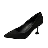  Minetom Femme Escarpins Élégant Bout Pointu Pumps Talon Aiguille Haute Chaussure de Fête Soirée Mariage Bureau B Noir 7cm 43 EU