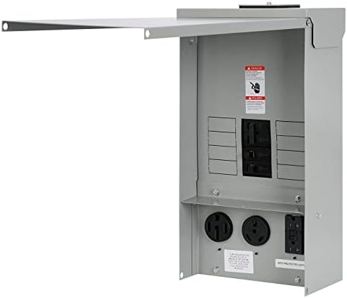 Hiweld Temporary Power Outlet Panel with a 20, 30, and 50-Amp Receptacle Installed