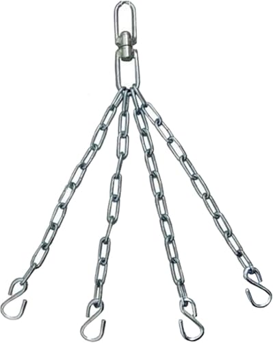 JP ADVANCE CHOICE - Boxing Bag Chain - Heavy Duty Stainless Steel Chain for Punching Bag, 44cm Length, 4 Hook, 360 Degree Rotation Swivel, Hold up to 100Kg Weight