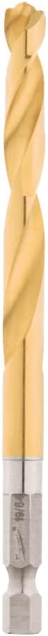 Milwaukee Electric Tool 48-89-4616 Twist Impact Drill Bit, 19/64" Diameter x 4.72" L, 2-31/32 ", 1/4" Hex Shank, 135 Degree