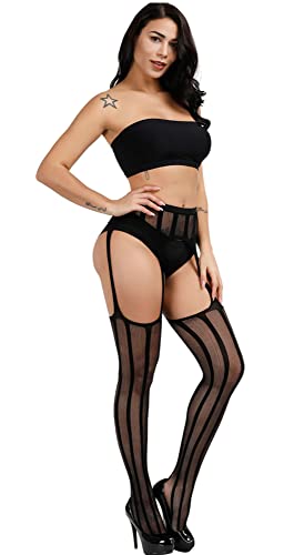 Image of Womens Suspender Pantyhose High Waist Fishnet Tights Fishnet Stockings Thigh High Stockings