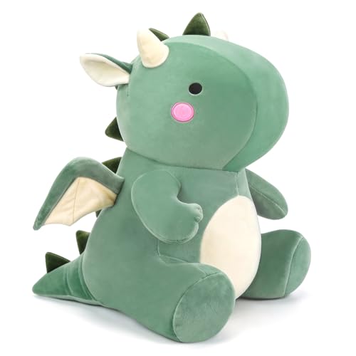 Image of VHYHCY Cute Dinosaur Plush Toys, Fat Dinosaur Stuffed Animals, Soft Dragon Plush Dino Plushie, Birthday Gifts for Kids Girls Boys Green 20 inch