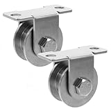 Healvian 2pcs 48mm Stainless Steel Cable Pulley Wheel with Bearings, Wall-Mounted Heavy-Duty Groove Wheel Pulley for Sliding Doors and Industrial Cable Systems