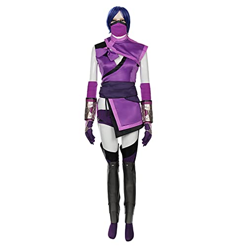 LOADREAM Mileena Cosplay Costume MK 11 Sexy Bodysuit Women Purple Fancy Dress Fighting Suits for Halloween Party (XX-Large)