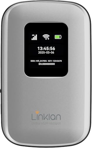 Portable Mobile Hotspot–eSIM Global WiFi Hotspot,No SIM Card/Contract Needed, 16Devices,180+ Countries, Compact Wireless Router for International Trips & Business 【Free 15 days of 5G data in Europe】