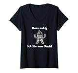 Damen Ganz ruhig, ich bin vom Fach! Handwerker T-Shirt mit V-Ausschnitt