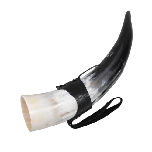 PRETYZOOM Vero corno da bere con supporto fatto a mano Vichingo Corno Bicchiere Medievale Corno Di Buo Per Birra, Vino E Idromele - Decorazione Retro E Accessorio Da Viaggio