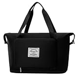 Bolsa Mala Dobrável Expansível e Impermeável Oxford – Ideal Academia e Viagem • Compartimento para Tênis/Roupas Molhadas • Alças Mão e Tiracolo Reforçadas (Preto)