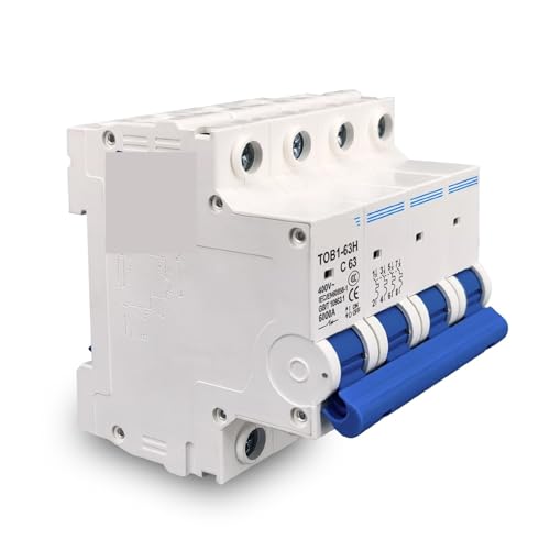 Disjoncteur tétrapolaire TOB1-63 courbe C protégeant les circuits 400V 6A