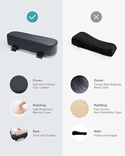 Foamula Office Chair Armrest Pads, Gaming Chair Arm Pads, Extra Thick Cushions Elbow Pillow, Memory Foam Desk Chair Arm Pads For Pressure Relief, 2-Piece Set Of Chair (Black) #TOP3