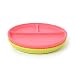 CB Eat Non Skid Silicone Divided Plate • Baby Toddler • 100% Non-Toxic • Stay Put Non-Skid Bpa Free Heavy Duty Silicone Plates (Set of 2) by Chewbeads, Bright Pink/Chartreuse