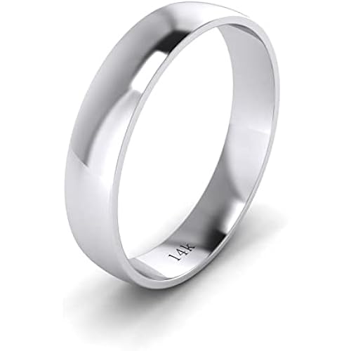 Unisex Solid 14k White Rose Yellow Gold 4mm Comfort Traditional Highly Polished Wedding Ring Plain Band