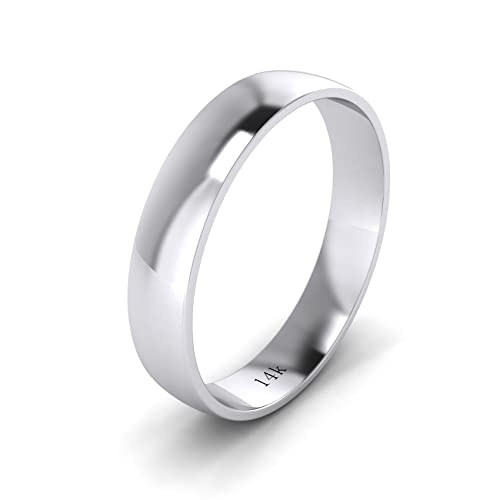 Image of Unisex Solid 14k White Rose Yellow Gold 4mm Comfort Traditional Highly Polished Wedding Ring Plain Band